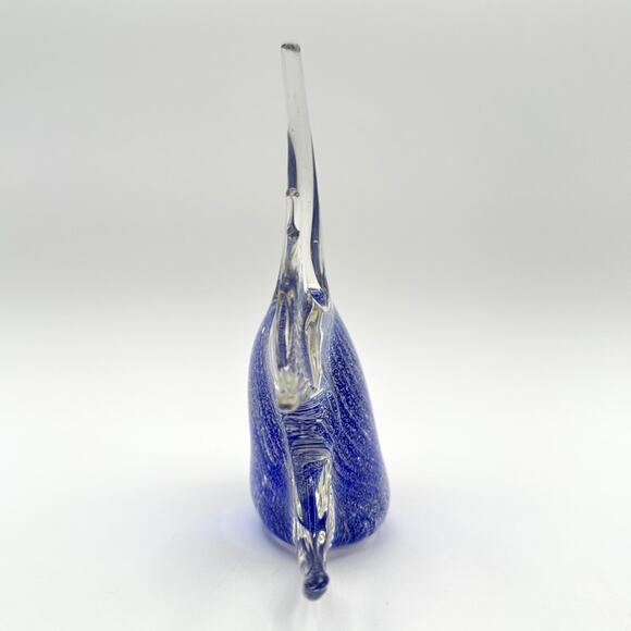 Vintage Patricia Faye Art Glass Fish Paperweight Hand Blown Blue Silver Signed - Picture 10 of 13